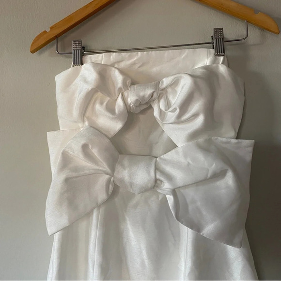 BHLDN X Anthropologie X Boskemper Ariel Bow Strapless Mini Dress: Ivory White S - Picture 4 of 6